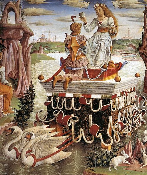 Francesco del Cossa - Allegory of April - Triumph of Venus (detail) - WGA05405