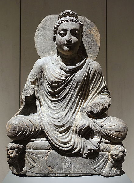 Buddha on Lion Throne, Takht-i-Bahi, Gandhara, 2nd-3rd century AD, schist - Ethnological Museum, Berlin - DSC01656